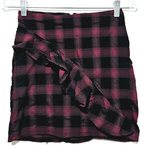 Mossimo Supply Co. Y2K Mini Skirt Women's Size 0 Plaid Ruffle Grunge Preppy Punk